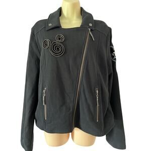 Disney Parks Knit Embellished Mickey Mouse Moto Jacket Size XL NWT